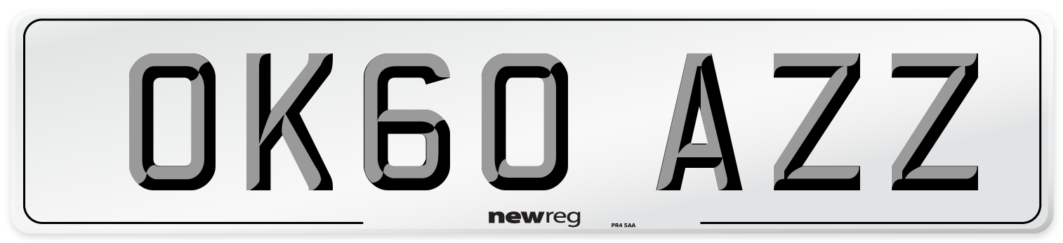 OK60 AZZ Number Plate from New Reg